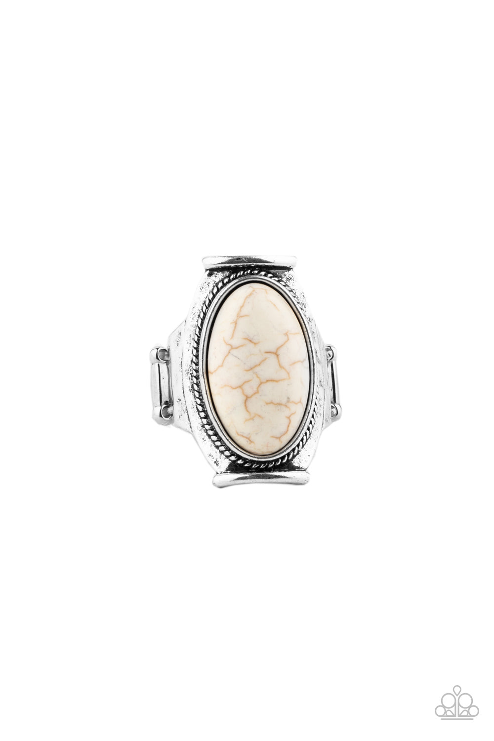 Paparazzi Desert Healer - Large White Oval Stone Ring