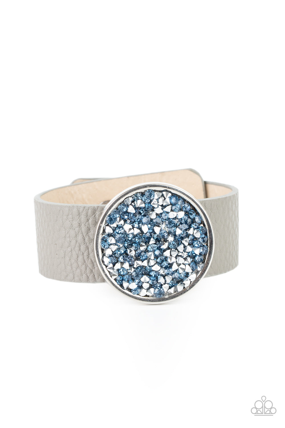 Paparazzi Stellar Escape - Blue Clasp Bracelet with Blue and Hematite Rhinestones