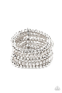 Paparazzi Best of LUXE - White Rhinestone Bracelet that Coil Wraps - Life of the Party -0321