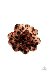 Paparazzi - Panama Picnic - Brown Animal Print Hair Clip