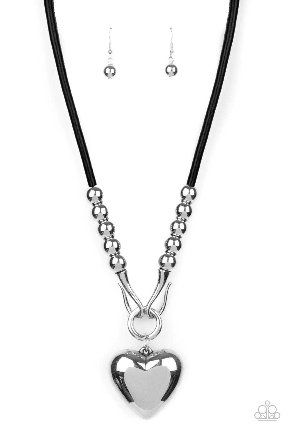 Paparazzi Forbidden Love - Long Black Necklace with Heart Pendant - Life of the Party March 2021