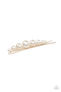 Paparazzi - Elegantly Efficient - Gold Pearl Hair Clip