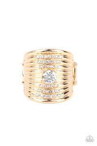 Paparazzi - Crystal Corsets - Gold Rhinestone Ring