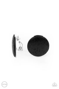 Paparazzi - WOODWORK It - Black Clip-On Earrings