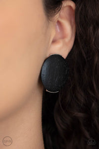 Paparazzi - WOODWORK It - Black Clip-On Earrings