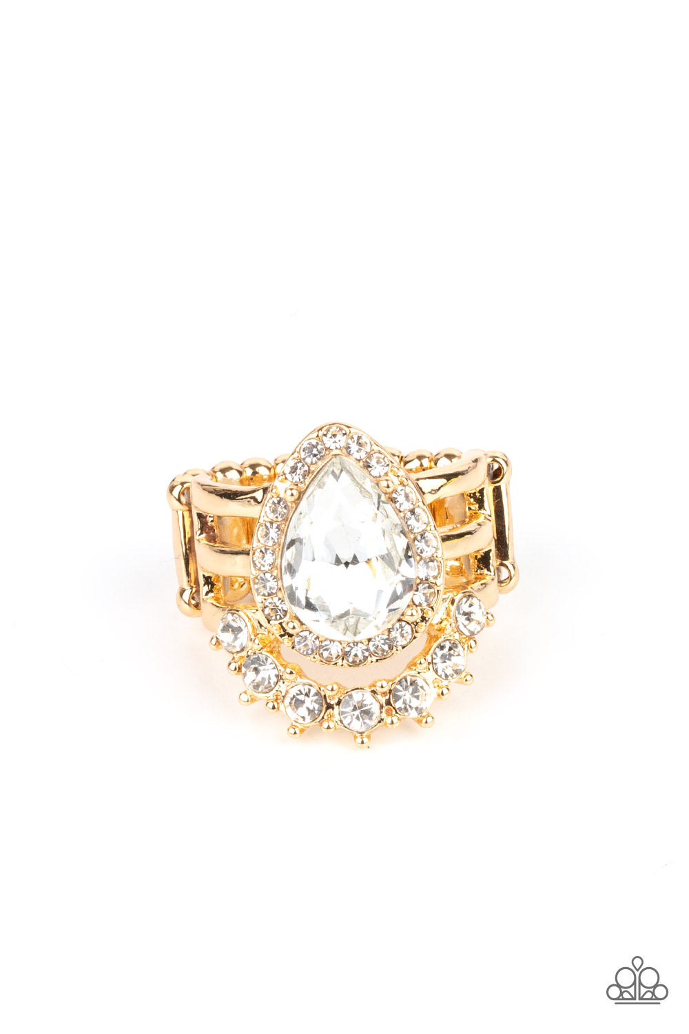 Paparazzi - Elegantly Cosmopolitan - Gold Rhinestone Ring