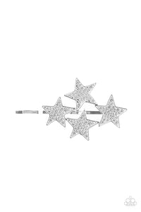 Paparazzi - Stellar Celebration - White Rhinestone Stars Hair Clip