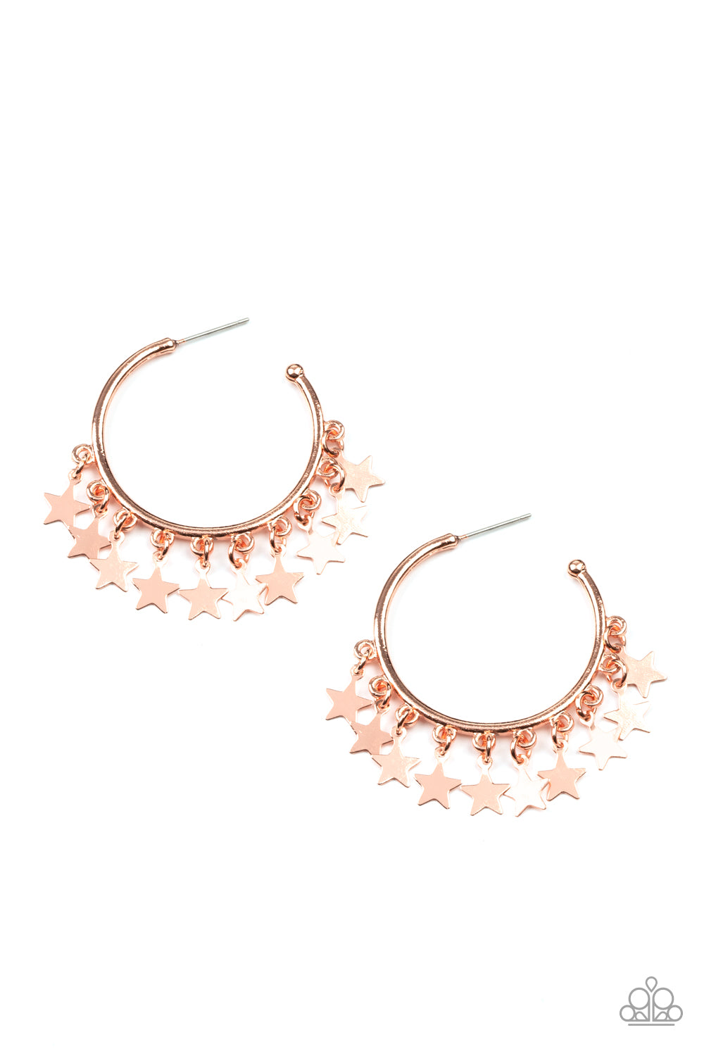 Happy Independence Day - Copper Hoop Stars Earrings - Paparazzi