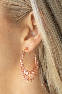 Happy Independence Day - Copper Hoop Stars Earrings - Paparazzi