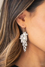 Load image into Gallery viewer, Paparazzi High End Elegance White Pearl and Rhinestone Earrings
