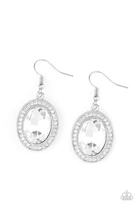 Paparazzi Only Fame in Town White Rhinestone Earring