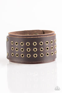 Paparazzi Road Rage Men's Urban Wide Leather Brown Bracelet