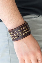 Load image into Gallery viewer, Paparazzi Road Rage Men&#39;s Urban Wide Leather Brown Bracelet
