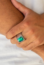 Load image into Gallery viewer, Paparazzi Scholar Men&#39;s Ring with Colorful Emerald Cut - Choose from Blue, Green, Red colors
