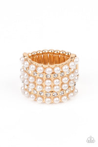 Paparazzi - Verified Vintage - Gold Rhinestone Ring