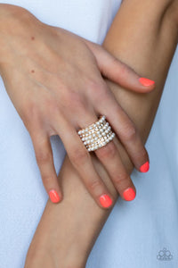 Paparazzi - Verified Vintage - Gold Rhinestone Ring