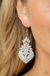 Paparazzi - Royal Hustle - White Rhinestone Earrings