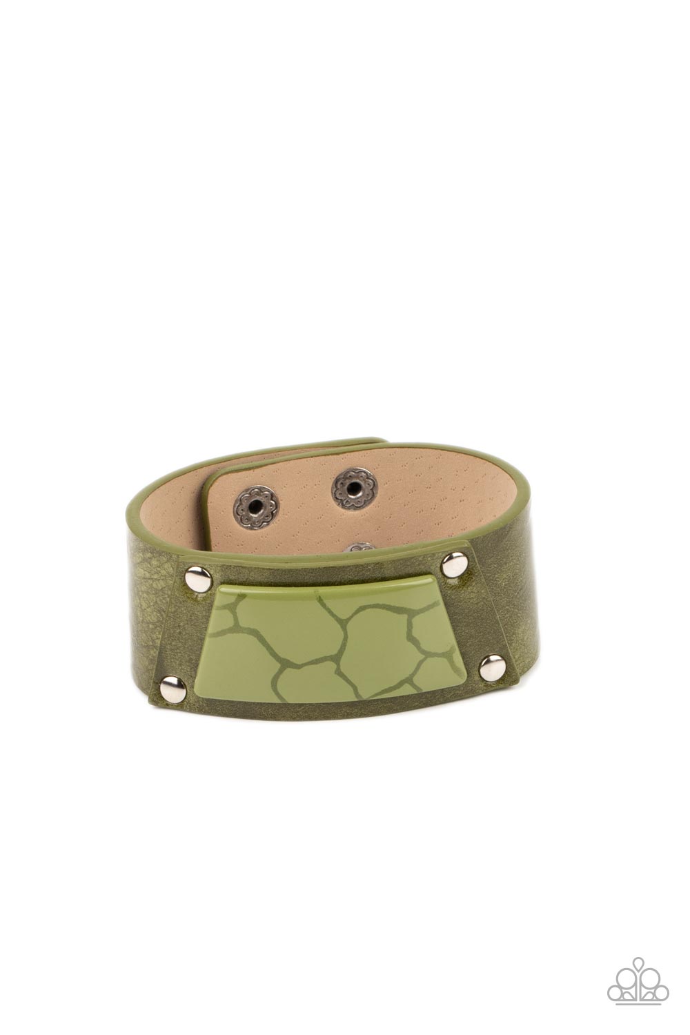 Paparazzi - Geo Glamper - Green Snap Bracelet