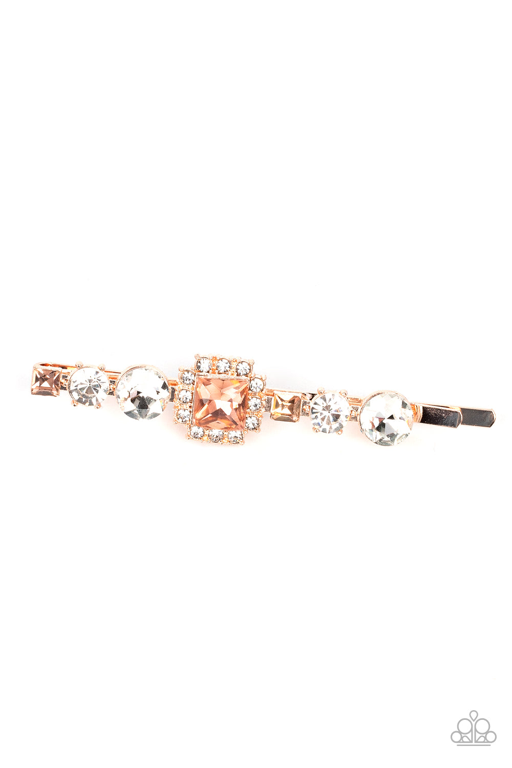 Paparazzi - Couture Crasher - Gold Rhinestone Hair Clip