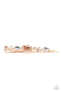 Paparazzi - Couture Crasher - Gold Rhinestone Hair Clip