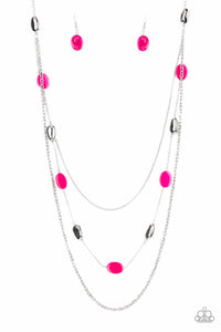 Barefoot and Beachbound - Long Pink Necklace - Paparazzi