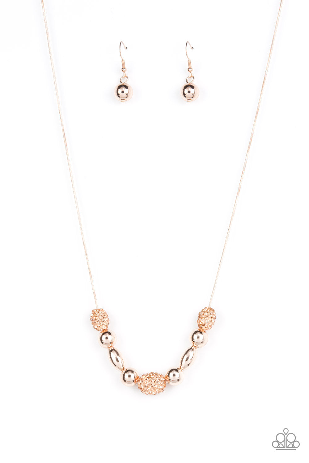 Paparazzi - Space Glam - Rose Gold Necklace