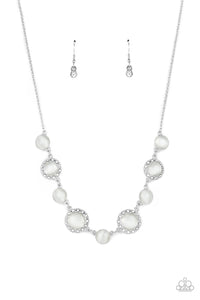 Too Good to BEAM True - White Cat's Eye Necklace - Paparazzi