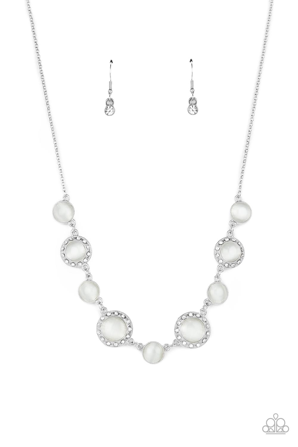 Too Good to BEAM True - White Cat's Eye Necklace - Paparazzi