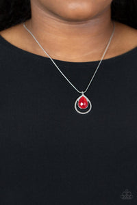 Gorgeously Glimmering - Red Teardrop Gem Necklace - Paparazzi