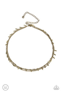 Monochromatic Magic - Brass Choker Necklace - Paparazzi