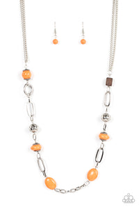 Barefoot Bohemian - Orange Long Necklace - Paparazzi