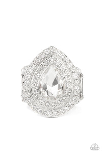 Icy Indulgence - White Rhinestone Ring - LOP May 2022 - Paparazzi