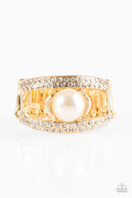 Load image into Gallery viewer, Paparazzi Bank Run Gold Pearl and Rhinestone Ring
