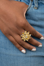 Load image into Gallery viewer, Paparazzi Am I Gleaming? Yellow Rhinestone Ring
