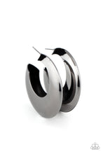 Load image into Gallery viewer, Paparazzi Chic Crescento Gunmetal Black Hoop Earrings
