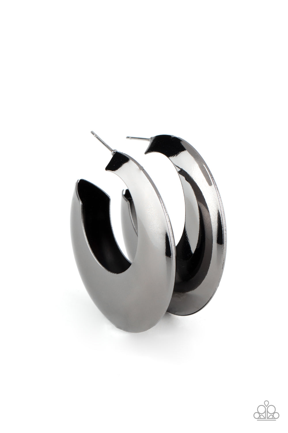 Paparazzi Chic Crescento Gunmetal Black Hoop Earrings