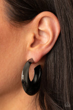 Load image into Gallery viewer, Paparazzi Chic Crescento Gunmetal Black Hoop Earrings

