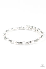 Load image into Gallery viewer, Paparazzi Decadently Dainty White Pearl and Rhinestone Coil Infinity Bracelet
