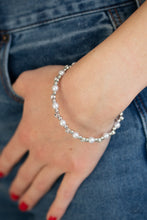 Load image into Gallery viewer, Paparazzi Decadently Dainty White Pearl and Rhinestone Coil Infinity Bracelet
