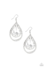 Load image into Gallery viewer, Famous White Rhinestone Post Earrings Paparazzi - Life of the Party Exclusive
