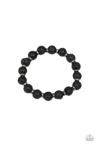 Paparazzi Luck Black Men's Stretch Bracelet Black Lava Beads