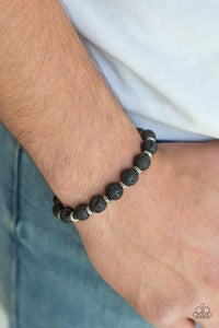 Paparazzi Luck Black Men's Stretch Bracelet Black Lava Beads