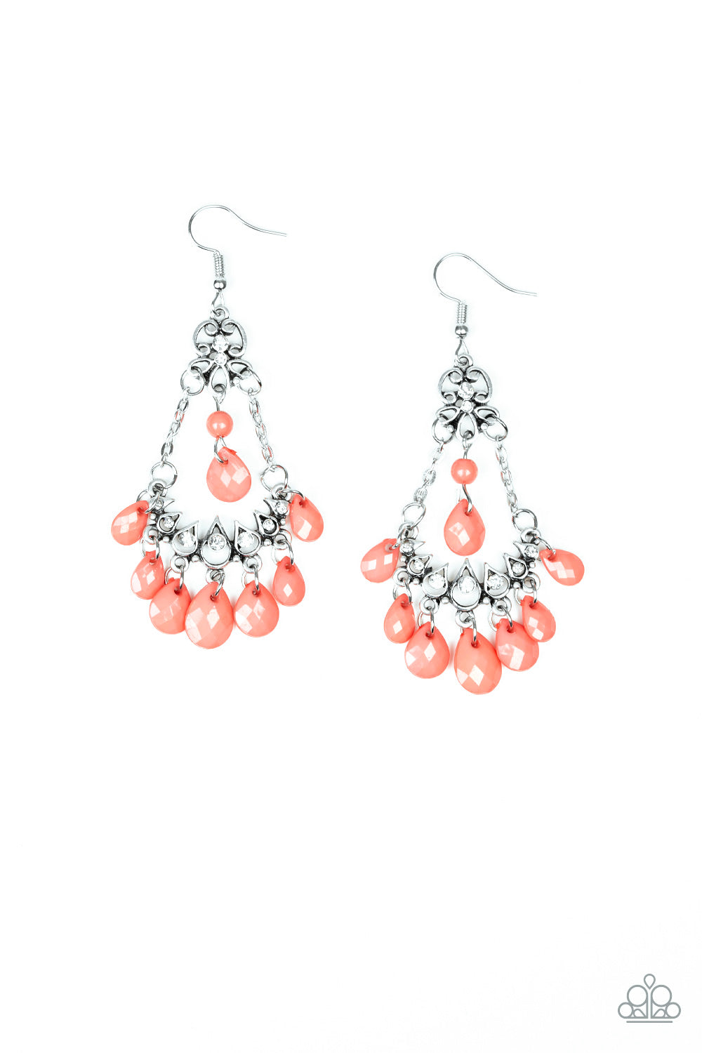 Paparazzi Malibu Sunset Coral Orange Chandelier Earrings
