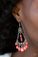 Load image into Gallery viewer, Paparazzi Malibu Sunset Coral Orange Chandelier Earrings
