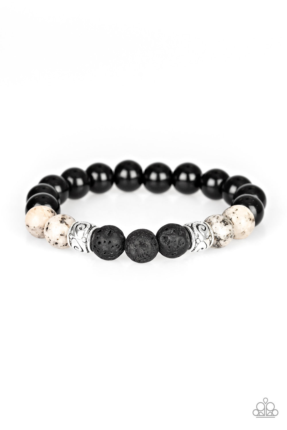 Mantra White Lava Rock Beads Bracelet