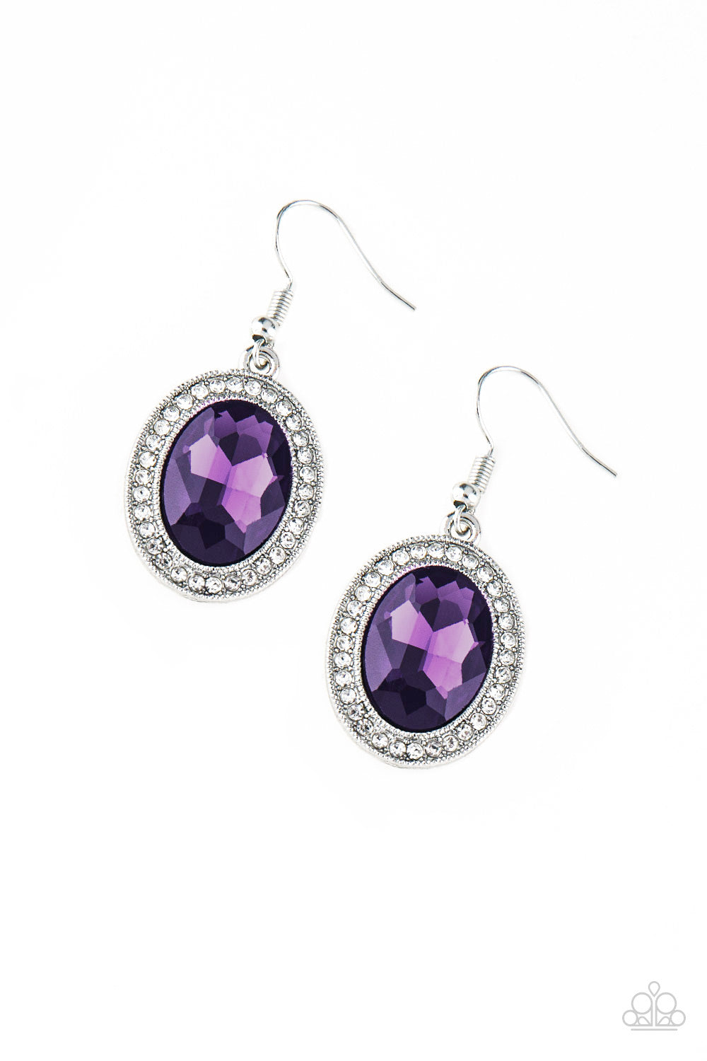 Only FAME in Town Purple and Rhinestone Earrings Paparazzi