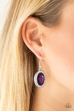 Load image into Gallery viewer, Only FAME in Town Purple and Rhinestone Earrings Paparazzi
