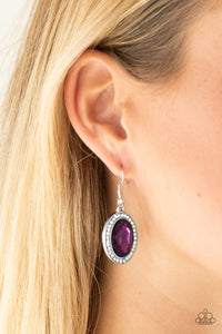 Only FAME in Town Purple and Rhinestone Earrings Paparazzi