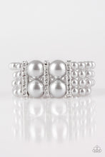 Load image into Gallery viewer, Paparazzi Romance Remix Silver Pearl Wide Stretch Bracelet
