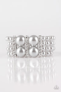 Paparazzi Romance Remix Silver Pearl Wide Stretch Bracelet